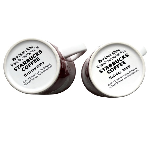 Starbucks Mugs Holiday 2009 Wish Hope Peace Cups Set of 2 - Picture 4 of 5